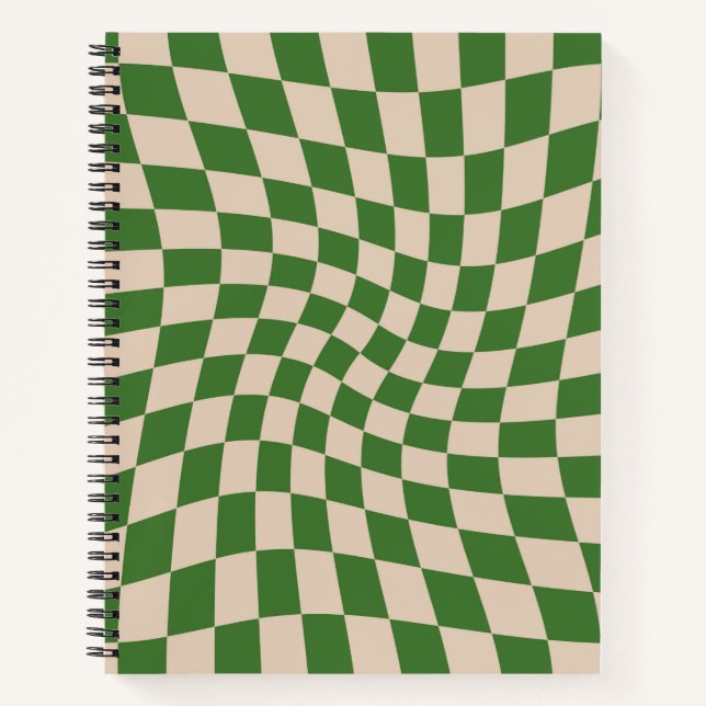 Carnet Chèques déformés Retro Sand Green À damiers (Devant)