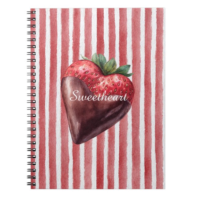 Carnet Chéri Chocolat Fraise Rayures Rouges Blanches  (Devant)
