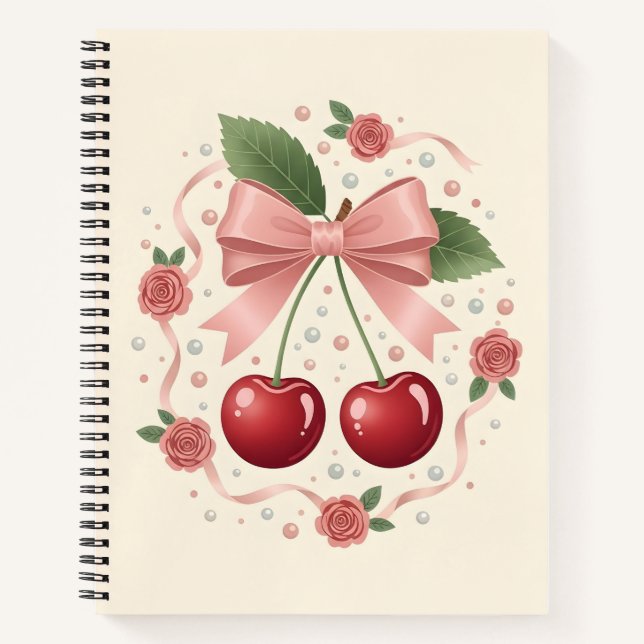 Carnet Cherry Blossom Ribbon Spiral Notebook (Devant)