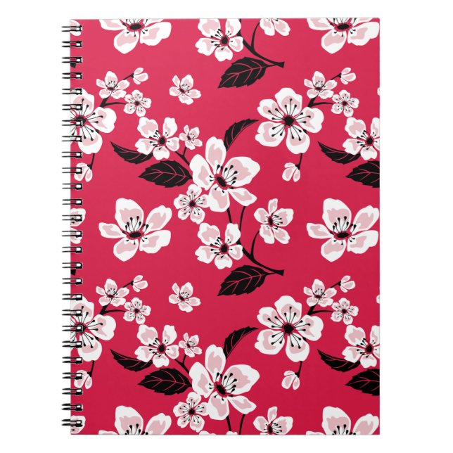 CARNET CHERRY BLOSSOM - SAKURA (ROUGE) (Devant)
