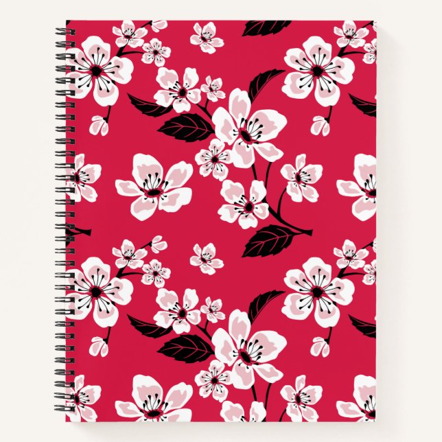CARNET CHERRY BLOSSOM - SAKURA (ROUGE) (Devant)