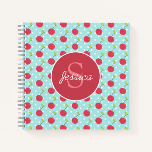 Carnet Cherry et bleu Polka Motif personnalisé