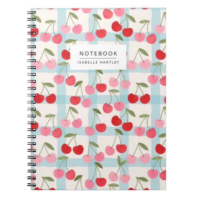 Carnet Cherry Gingham Check Pattern in Red and Pink (Devant)