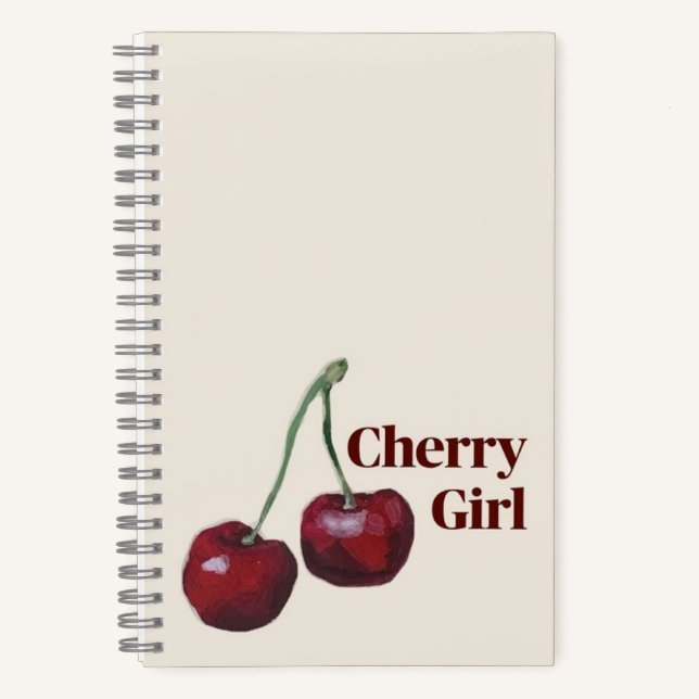 Carnet Cherry Girl Art minimaliste (Recto)