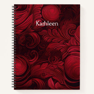 Carnet Cherry Red Swirl Feminine Personnalisé