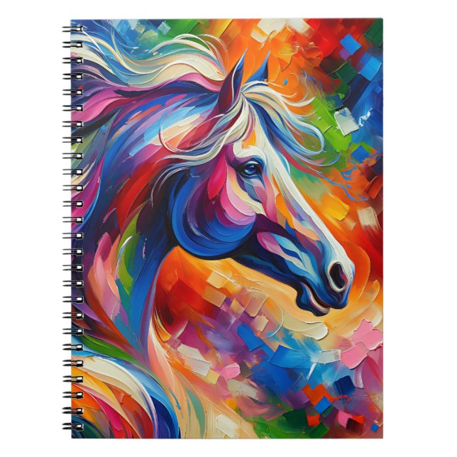 Carnet Cheval à l'esprit vibrant – Art abstrait à flux de (Devant)