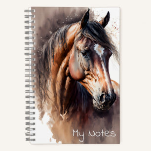 Carnet Cheval Bai Foncé Aquarelle