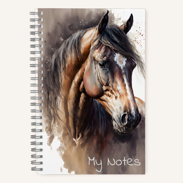 Carnet Cheval Bai Foncé Aquarelle (Recto)