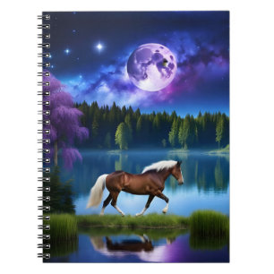 Carnet Cheval belge Palomino sous ciel étoilé violet