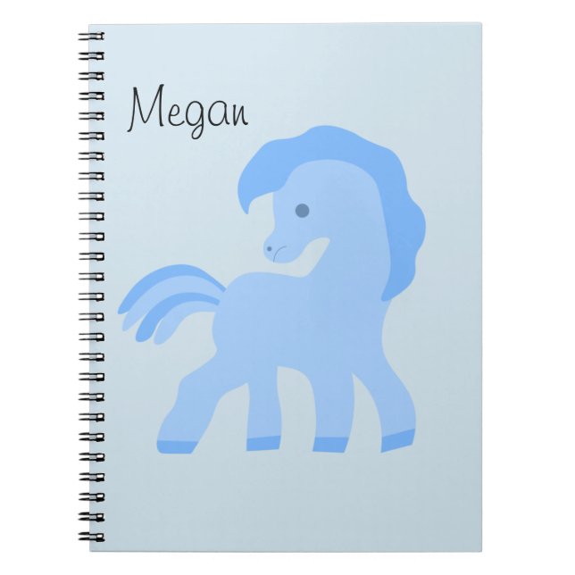Carnet Cheval Bleu de Dessin Animé Mignon (Devant)