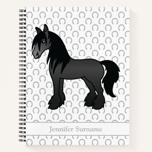 Carnet Cheval Clydesdale Black Gypsy Vanner & Texte (Devant)