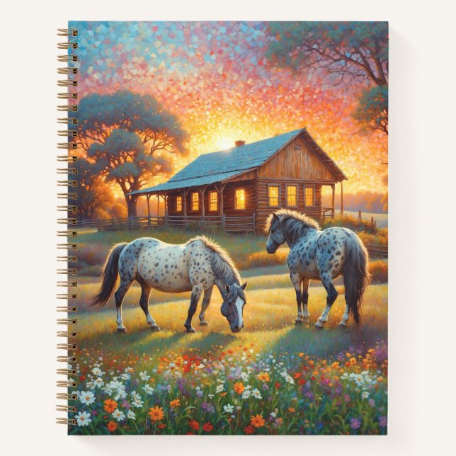 Carnet Cheval dans la prairie de fleurs sauvages de la fe (Devant)