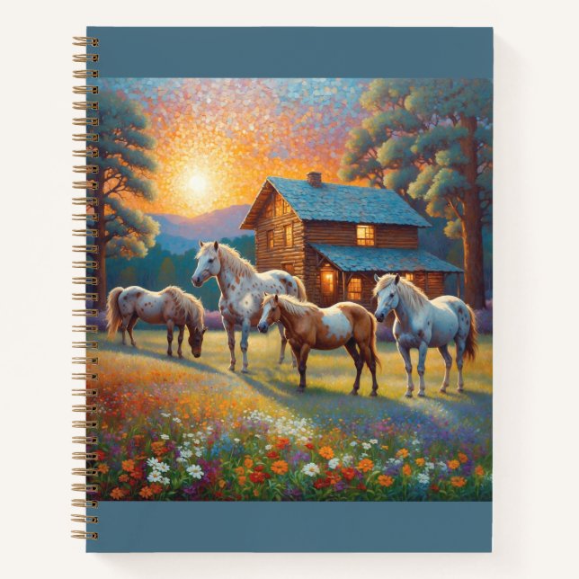 Carnet Cheval dans la prairie de fleurs sauvages de la fe (Devant)