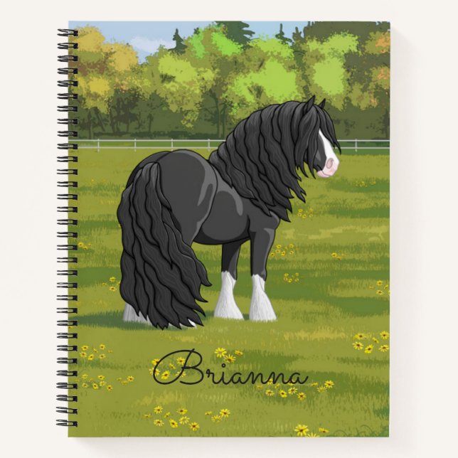 Carnet Cheval d'attelage noir et blanc de la bannière Tzi (Devant)
