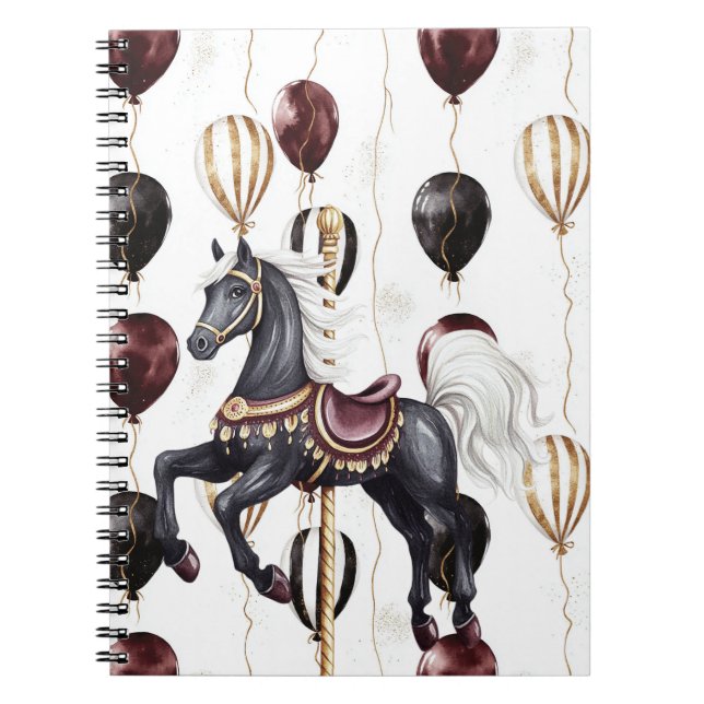 Carnet Cheval de carrousel cirque ballons (Devant)