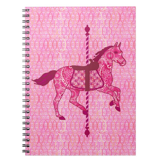 Carnet Cheval de carrousel - Fuchsia rose (Devant)