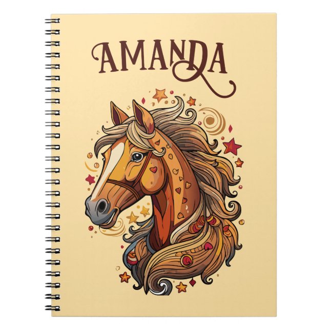 Carnet Cheval de dessin Brown et jaune jouant (Devant)