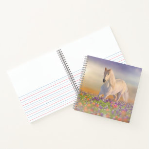 Carnet Cheval de rêve courant à travers les fleurs