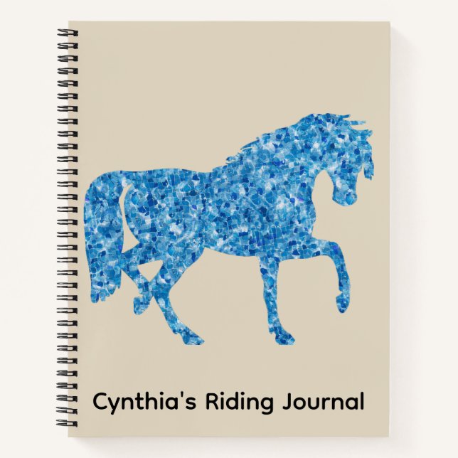 Carnet Cheval en mosaïque bleue (Devant)