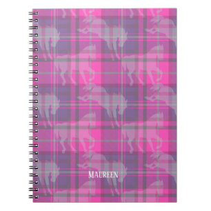 Carnet Cheval équestre rose pâle sur mesure tartan