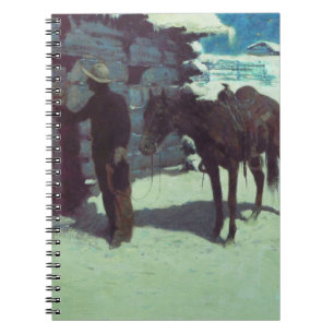Carnet Cheval et Cowboy neige hivernale