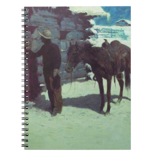 Carnet Cheval et Cowboy neige hivernale (Devant)