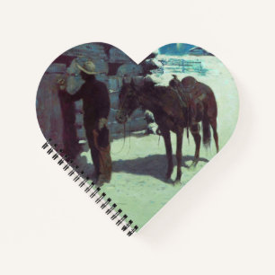 Carnet Cheval et Cowboy neige hivernale