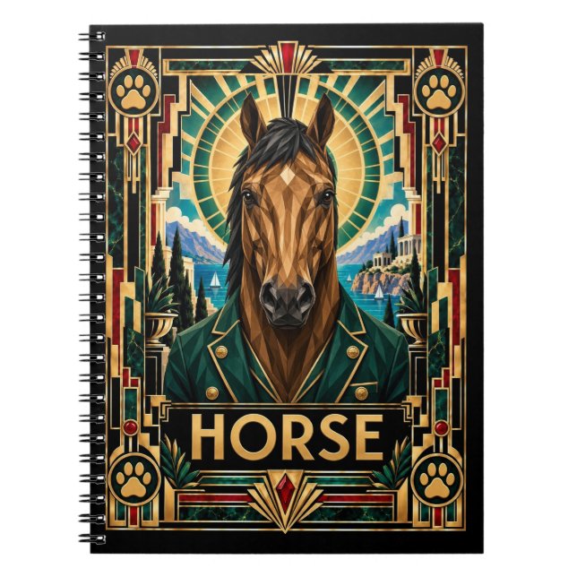 Carnet Cheval, faune Art déco (Devant)