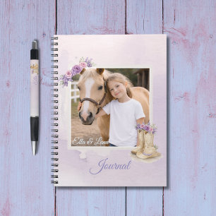 Carnet Cheval Floral Violet Filles