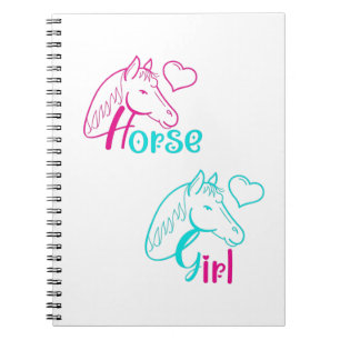 Carnet Cheval Girl en rose et turquoise
