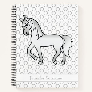 Carnet Cheval Gris Trotteur Dessin Animé & Texte Personna