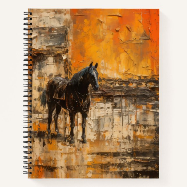 Carnet Cheval majestueux dans un coucher de soleil abstra (Devant)