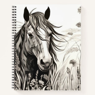 Carnet Cheval Nature Paisible Prairie Croquis Style de de