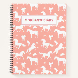 Carnet Cheval Nom personnalisé Equestrian Gift Peach
