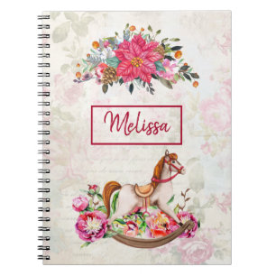 Carnet Cheval rocheux victorien et Poinsettia Noël