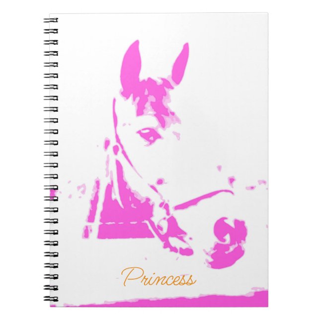 Carnet Cheval rose moderne Silhouette Nom personnalisé Ph (Devant)