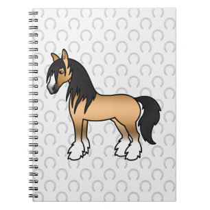 Carnet Cheval Shire Gypsy Vanner de dessin animé Buckskin