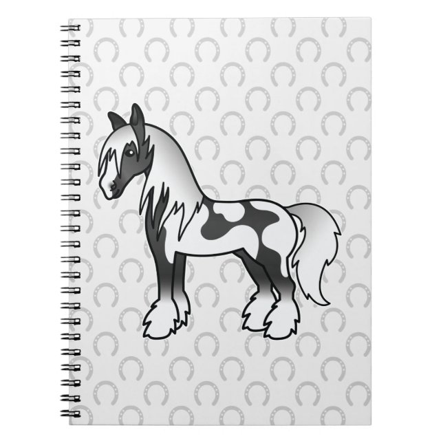 Carnet Cheval Shire Gypsy Vanner Piebald Noir Dessin Anim (Devant)