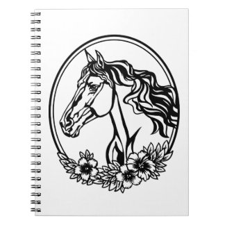 Carnet Cheval tête avec fleurs