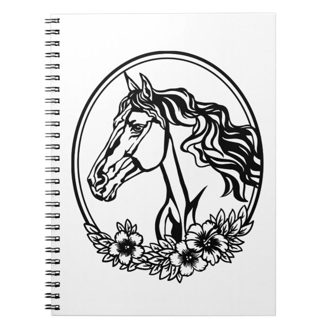 Carnet Cheval tête avec fleurs (Devant)