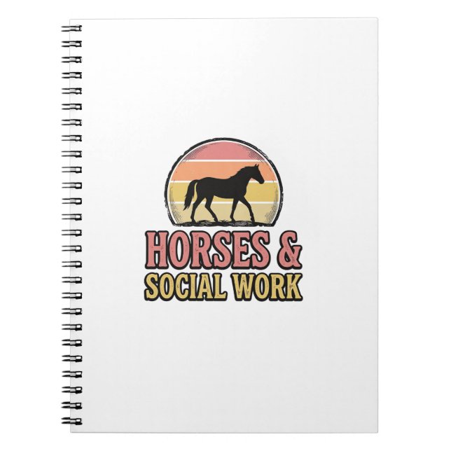 Carnet Cheval & Travail Social Retro Sunset Vector Design (Devant)