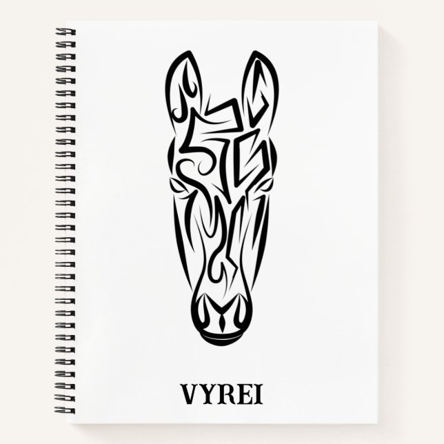 Carnet Cheval tribal noir et blanc (Devant)