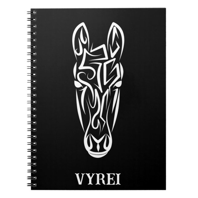 Carnet Cheval tribal noir et blanc (Devant)