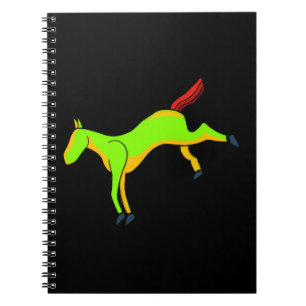 Carnet Cheval vert avec des nuances de rouge sur la queue
