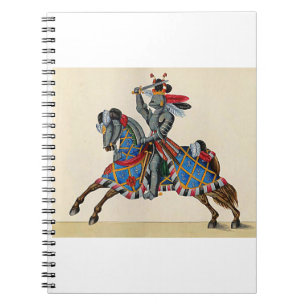 Carnet Chevalier médiéval à cheval – Bleu vintage