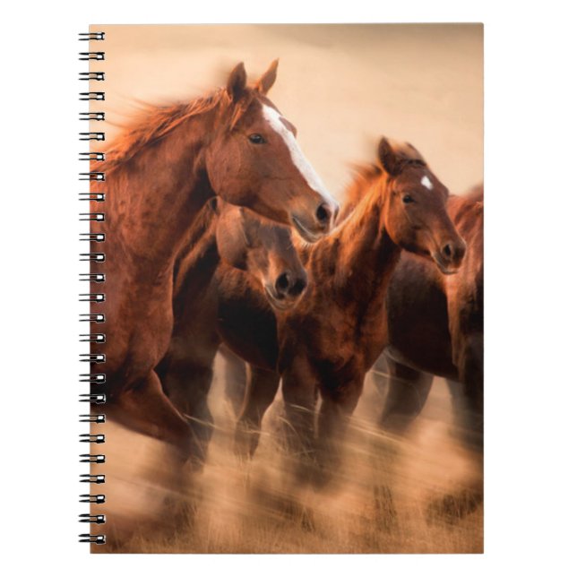 Carnet Chevaux au galop, flou et crinières au vent (Devant)