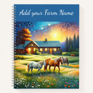 Carnet Chevaux dans la prairie de fleurs sauvages de la f
