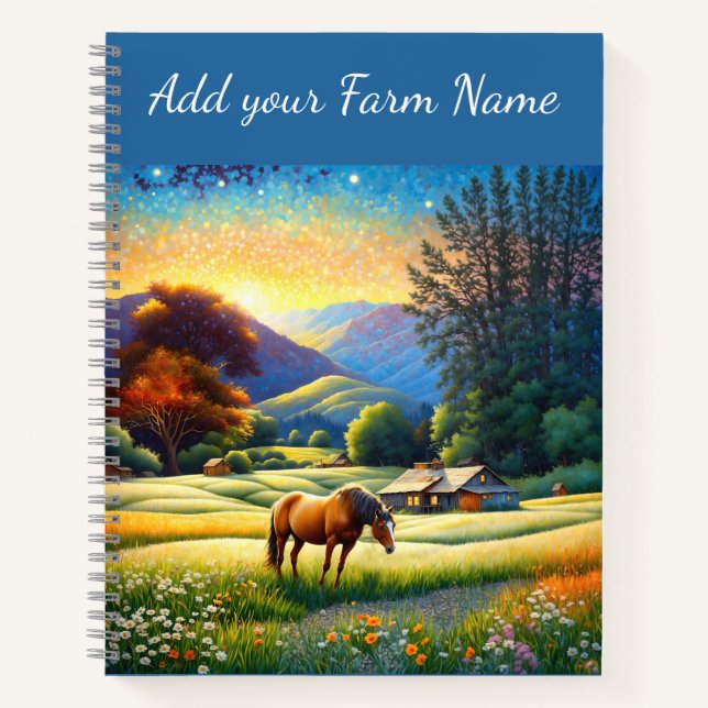 Carnet Chevaux dans la prairie de fleurs sauvages de la f (Devant)