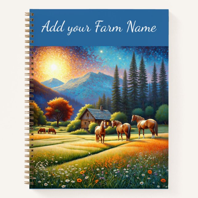 Carnet Chevaux dans la prairie de fleurs sauvages de la f (Devant)