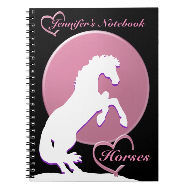 Carnet Chevaux de Coeur Blanc V (Rose) (Devant)
